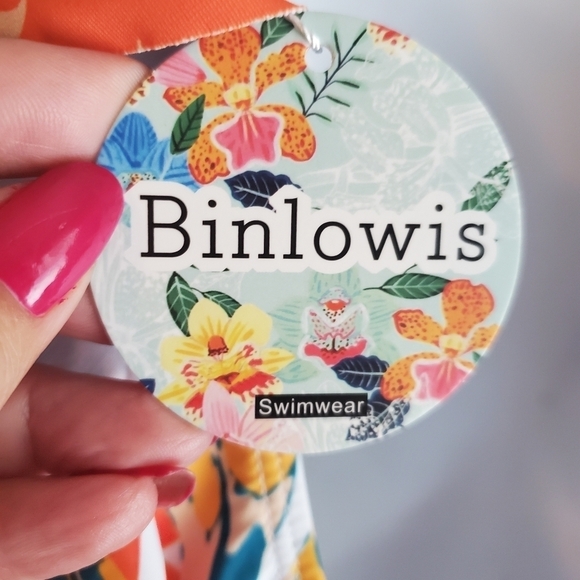 Binlowis Deep V Neck Flounce One Piece - Picture 9 of 13